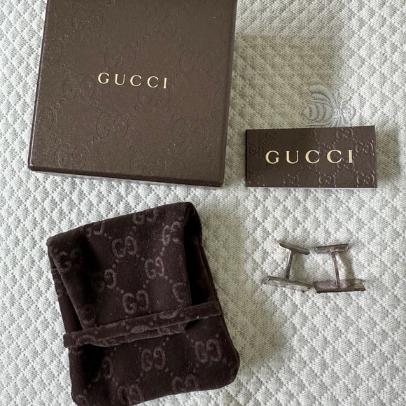 Gucci Other - Gucci Mens Silver 925 Logo Rectangle Cufflinks, With box, Made in Italy